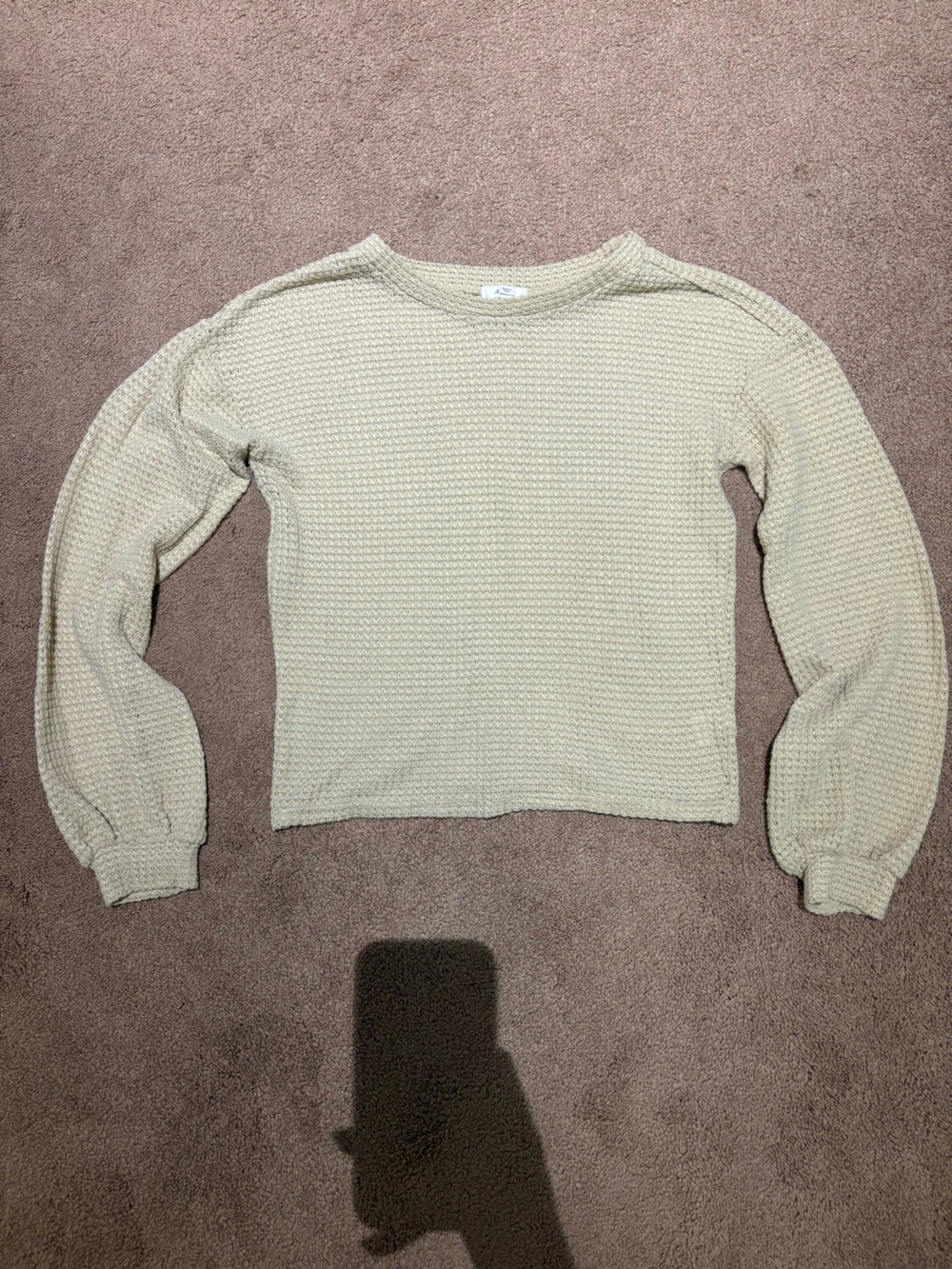 Ardene Cream Waffle Knit Crew Neck Sweater size small